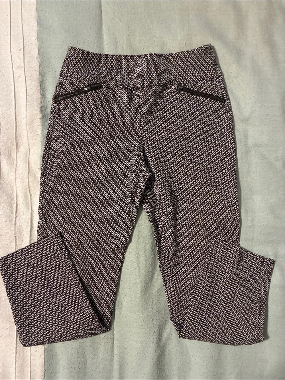 VanHeusen Printed Black & White Crop Pants - Women's Tailored Ponte